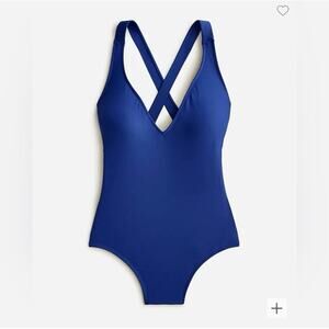 J. Crew Plunge Strappy One Piece Swimsuit Womens 20DD Blue